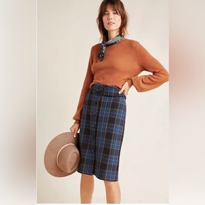 Anthropologie Bernadette Maeve plaid belted pencil skirt size 0